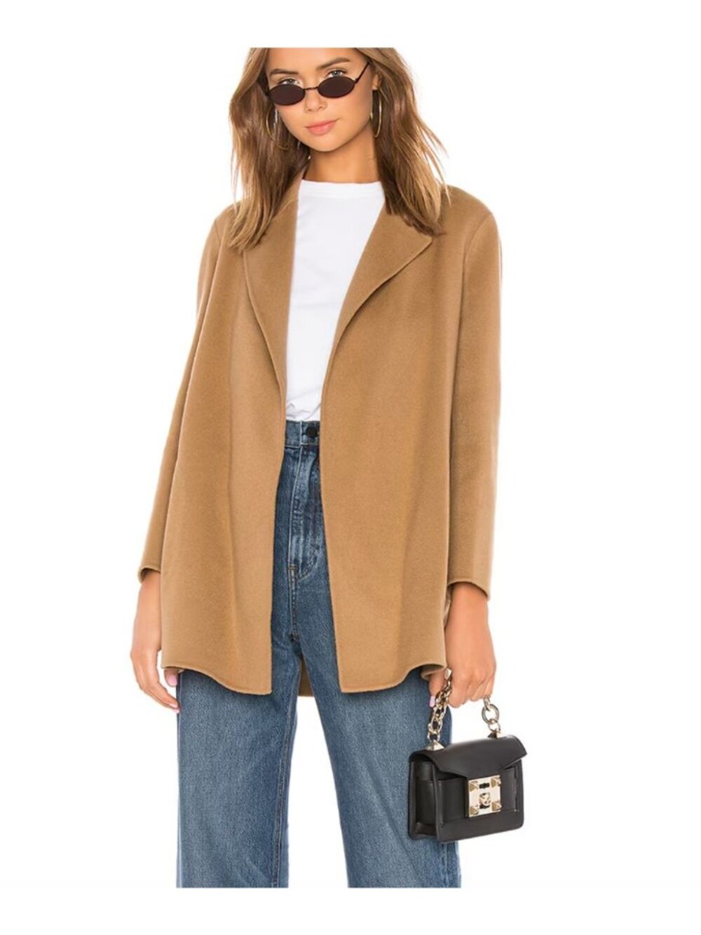 THEORY clairene wool & cashmere open jacket in buckwheat size M